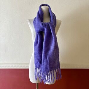 John Hanly purple scarf wool mohair blend woven in‎ Ireland